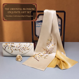 Embroidered Scarf & Clutch Set